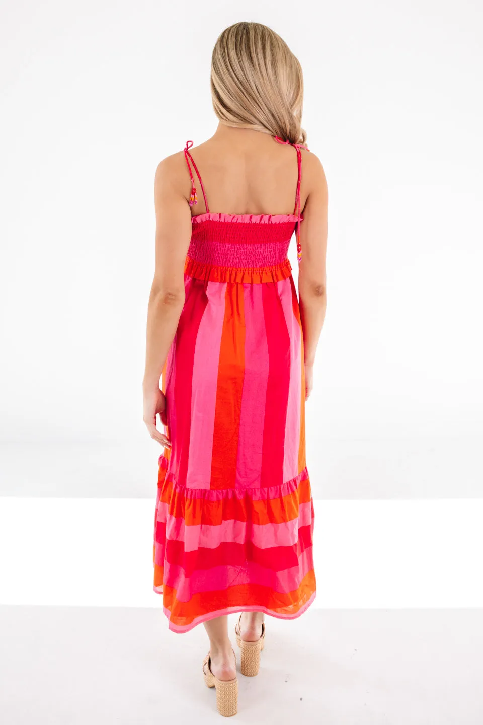 The Rae Tie Strap Midi Dress - Pink