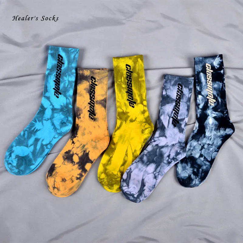 Tie Dye Letter Socks Cotton Colorful Skateboard Fashionable Socks