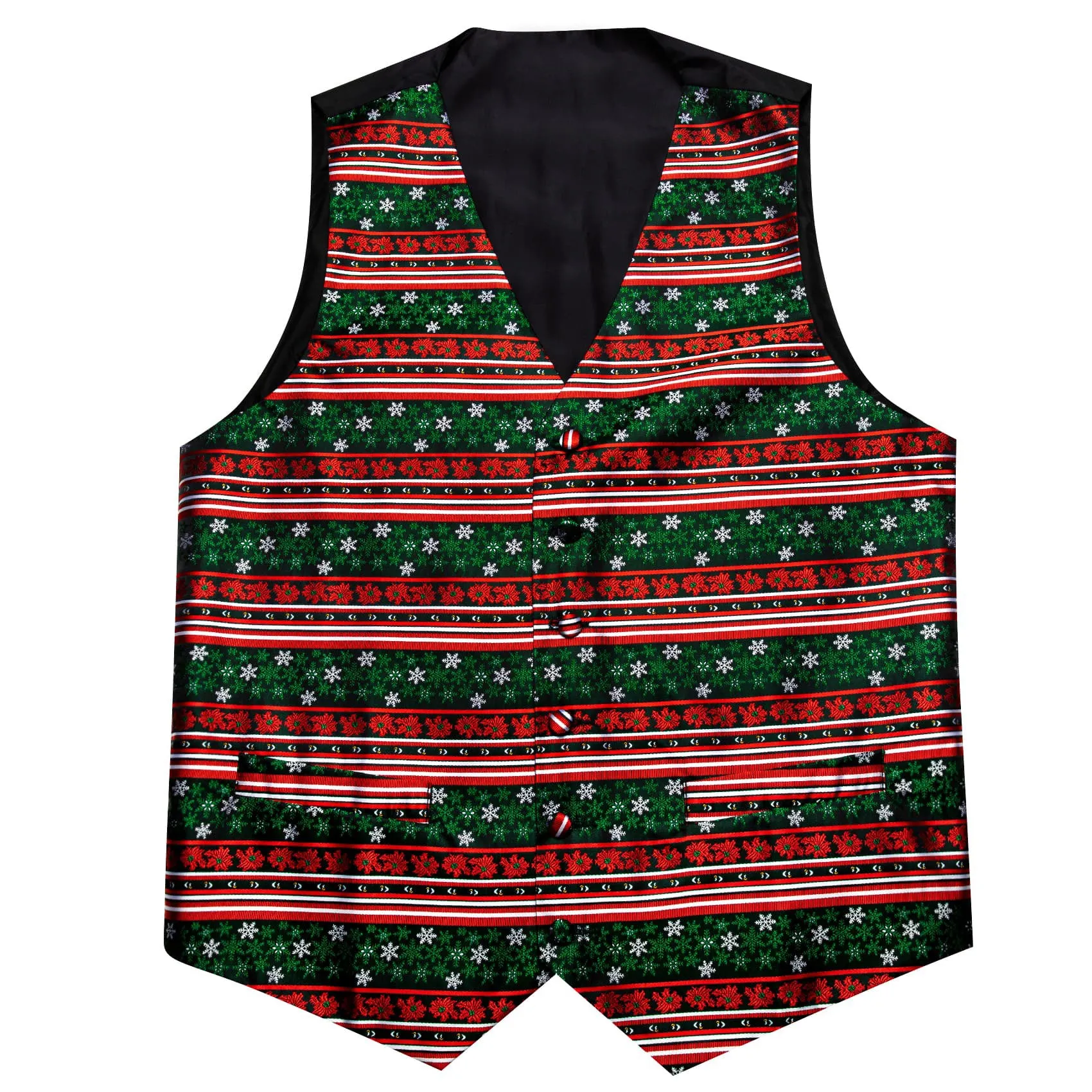 Ties2you Christmas Vest Red Green Snowflake Novelty Silk Men's Vest Bowtie Set