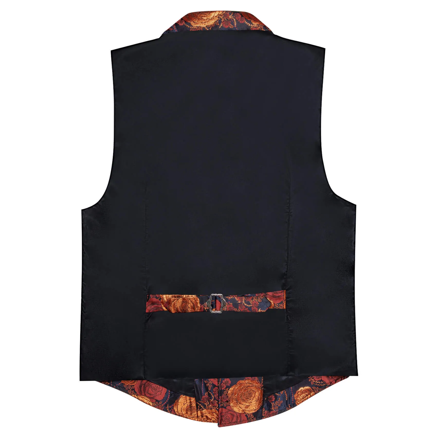 Ties2you Men's Casual Vest Orange Woven Floral Silk Notch Collar Vest