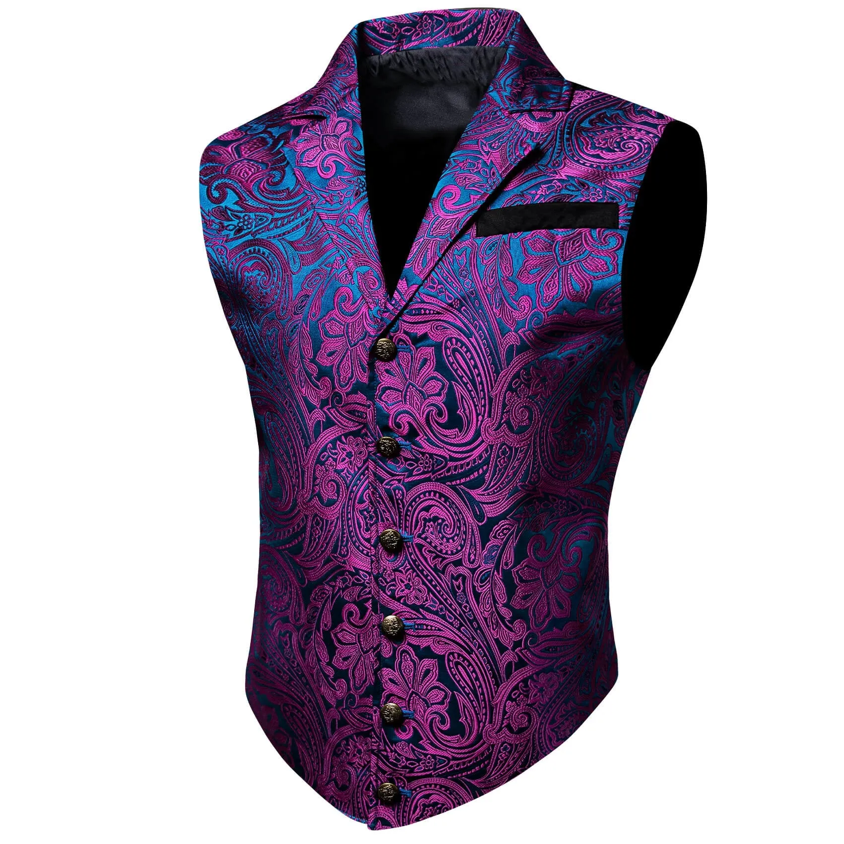 Ties2you Men's Suit Vest Purple Blue Floral Silk Notch Collar Vest