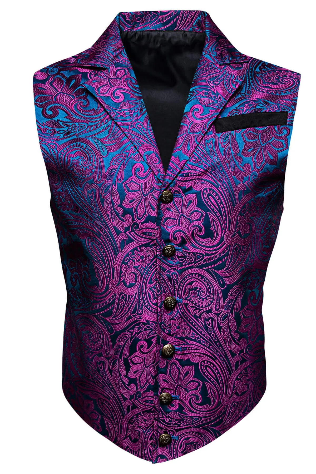 Ties2you Men's Suit Vest Purple Blue Floral Silk Notch Collar Vest