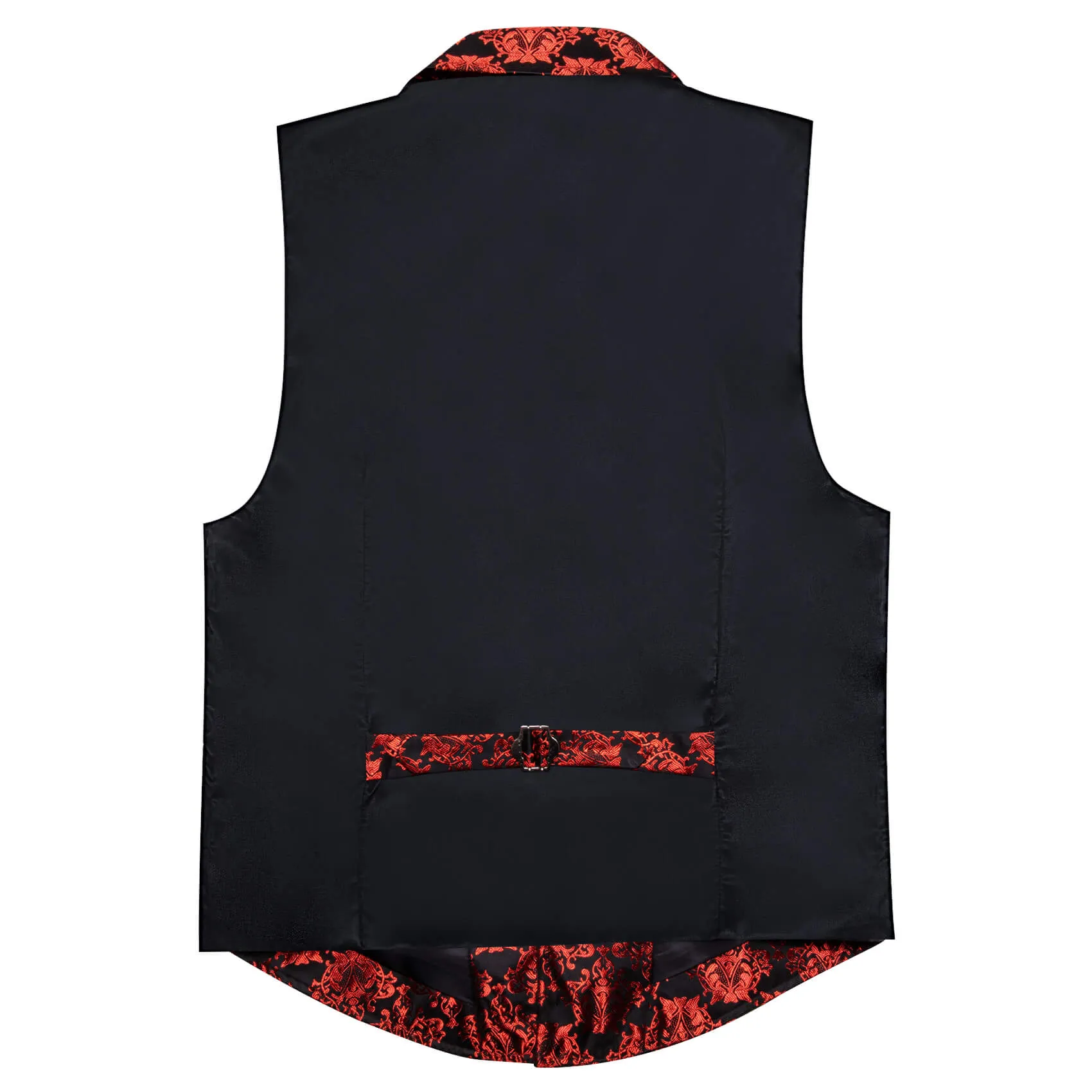 Ties2you Men's Vest Black Red Woven Floral Silk Waistcoat Suit Vest