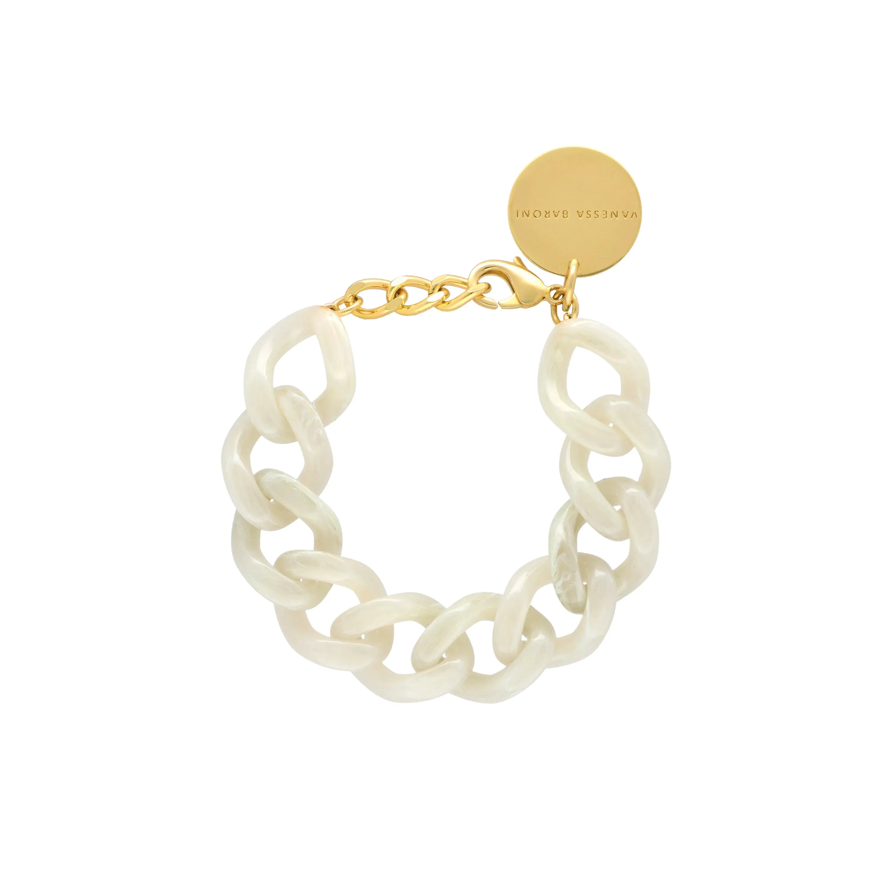 Vanessa Baroni - Mini Flat Chain Bracelet White Marble