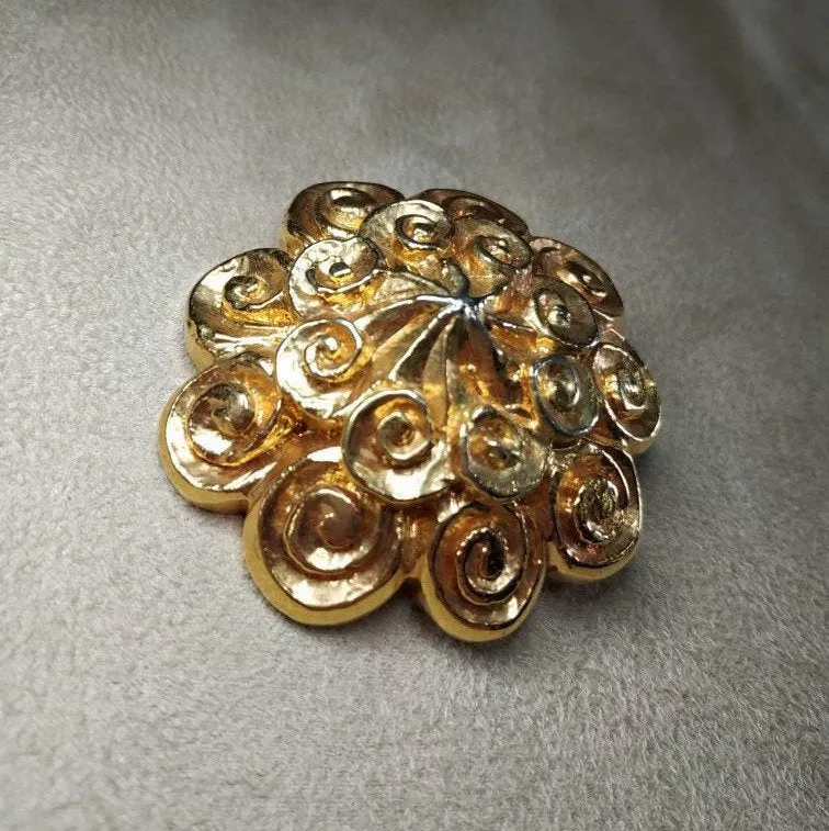 Vintage Lanvin Gold chunky Brooch  Statement Large Designer