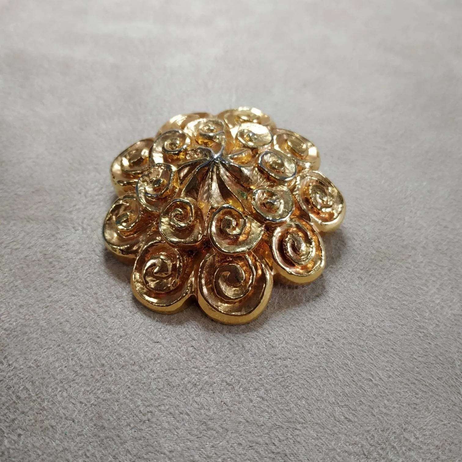 Vintage Lanvin Gold chunky Brooch  Statement Large Designer