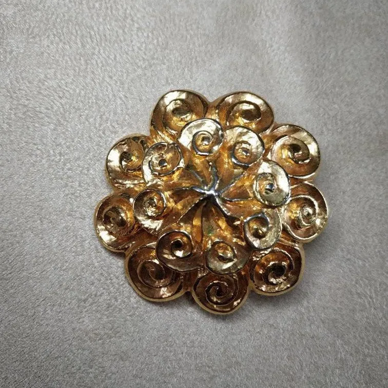 Vintage Lanvin Gold chunky Brooch  Statement Large Designer