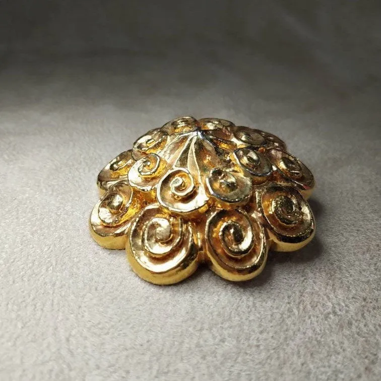 Vintage Lanvin Gold chunky Brooch  Statement Large Designer