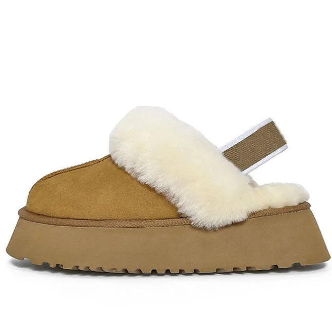 Warm Sheepskin Platform Slippers