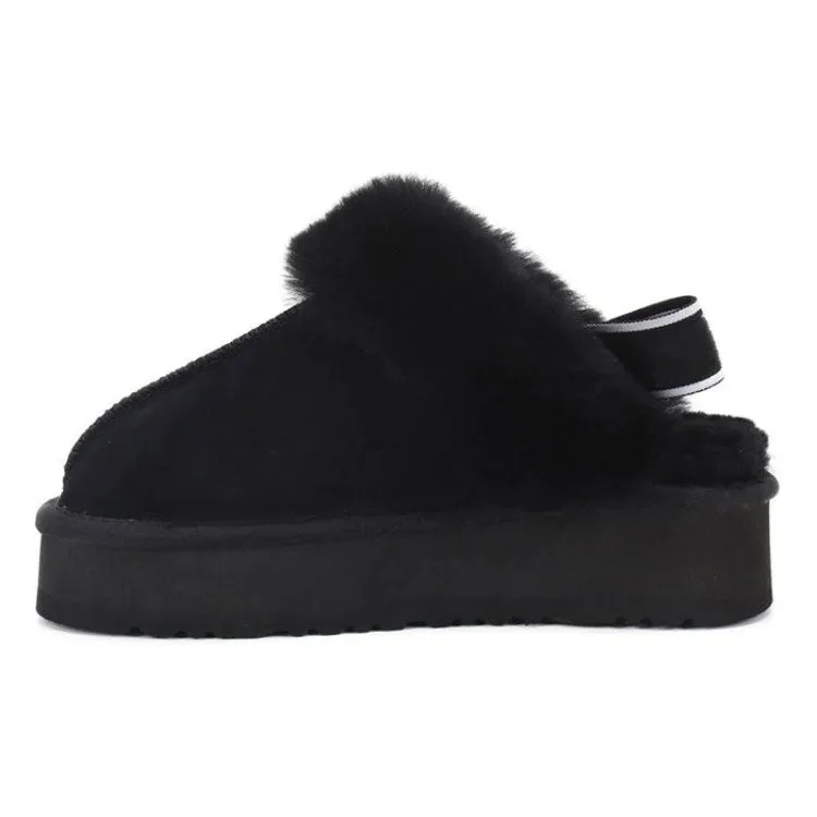 Warm Sheepskin Platform Slippers