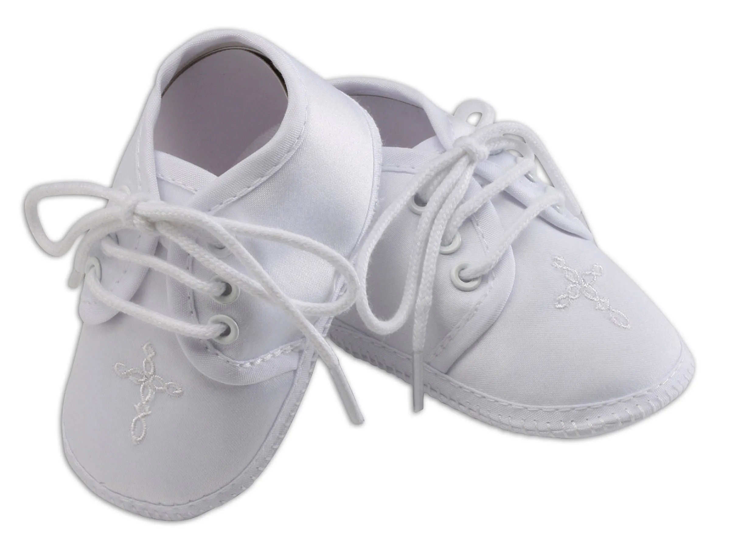 White Boys Baptism Shoe With Cross