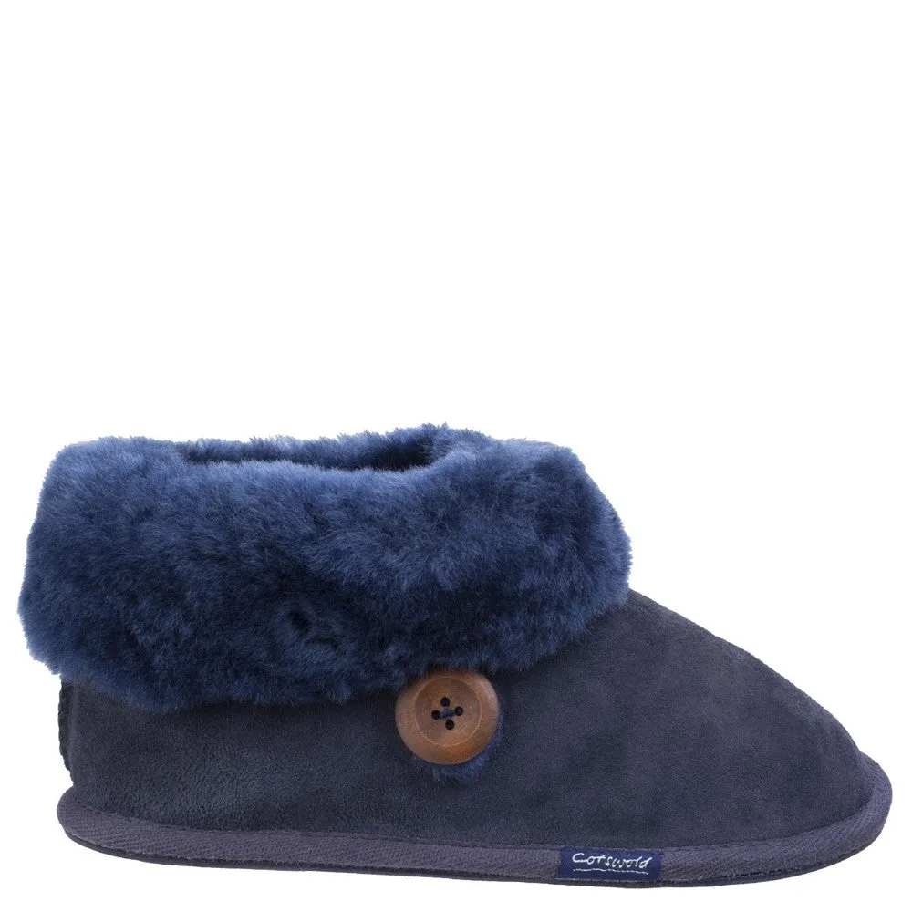 Wotton Sheepskin Bootsie Slippers Dark Blue