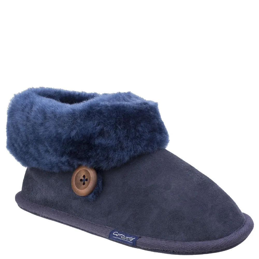 Wotton Sheepskin Bootsie Slippers Dark Blue