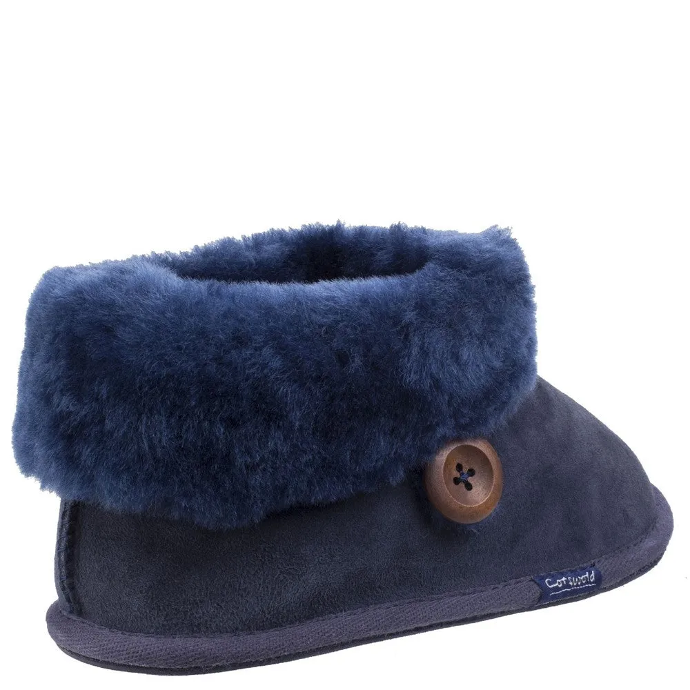 Wotton Sheepskin Bootsie Slippers Dark Blue