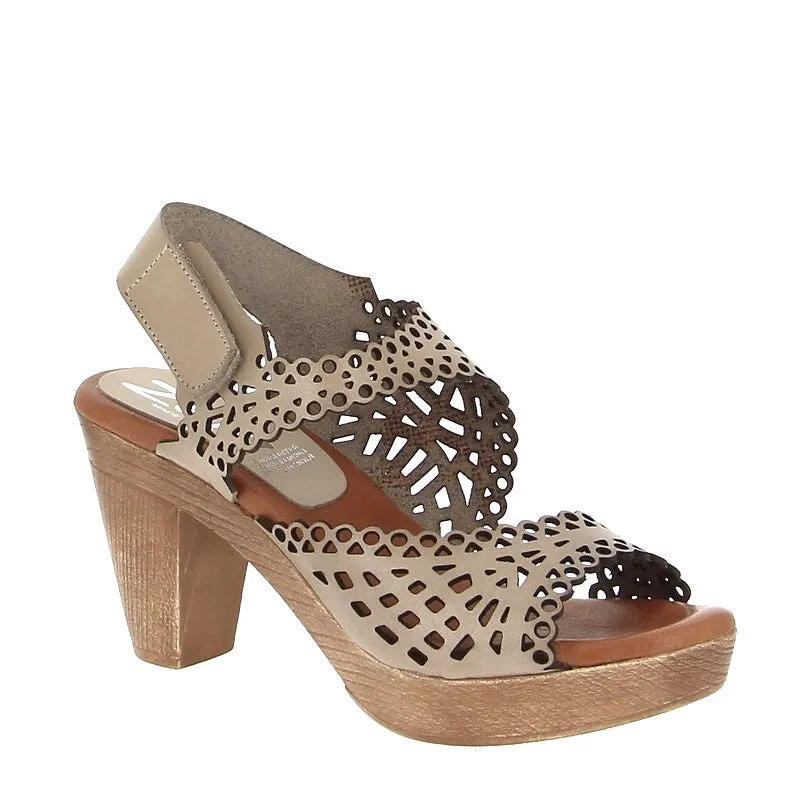 Zeta Frills Taupe Heeled Sandal