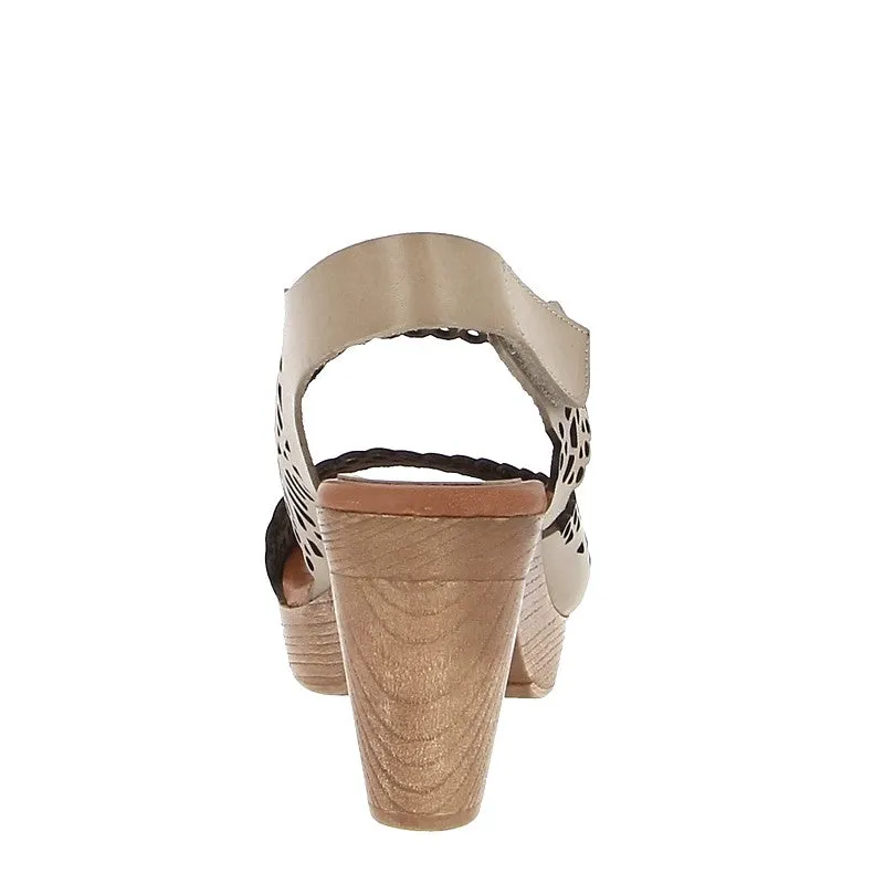 Zeta Frills Taupe Heeled Sandal