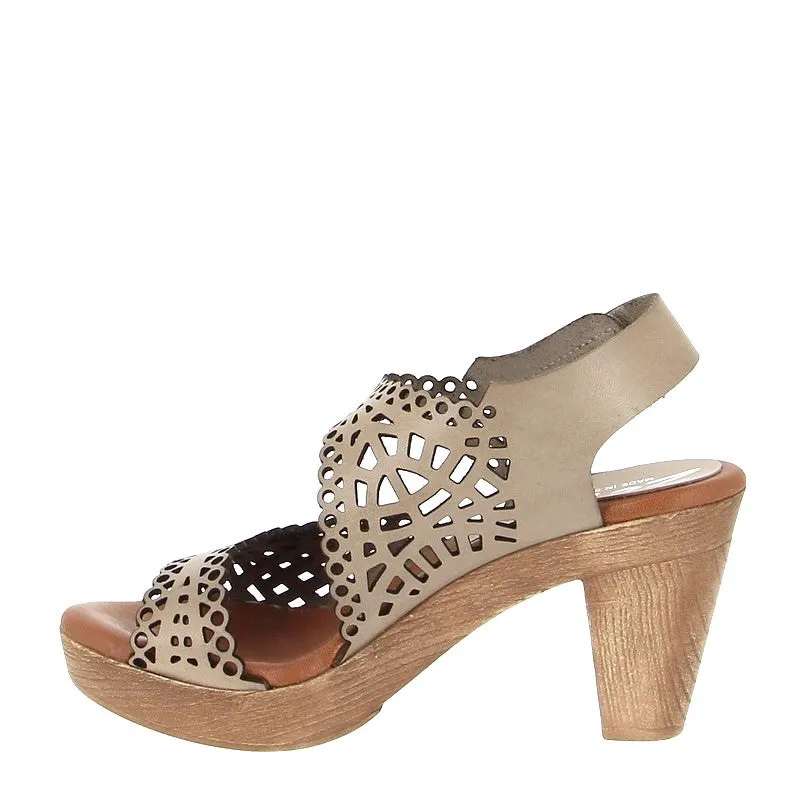 Zeta Frills Taupe Heeled Sandal