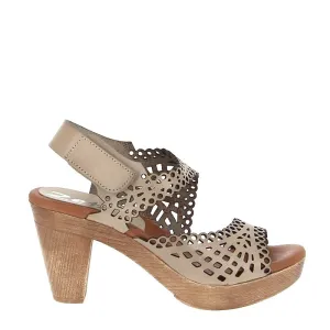 Zeta Frills Taupe Heeled Sandal